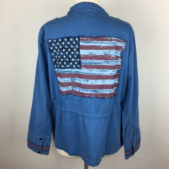 Sheryl Crow Blue Utility Military Jacket Flag Patch USA Star Patriotic America - Picture 2 of 8